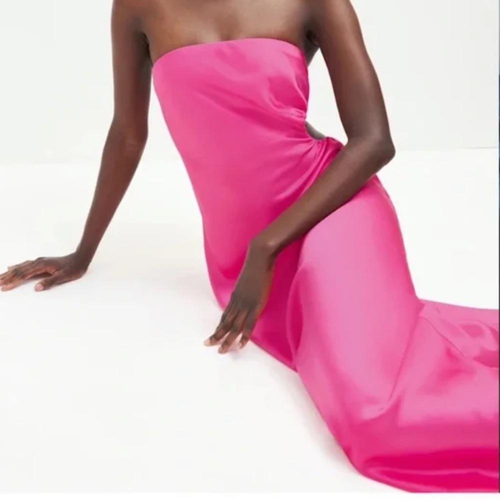 Reformation Nevaeh Flambê Strapless Gown Size M Pink Elegant Feminine Chic - Picture 4 of 12